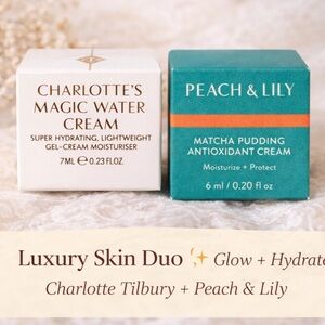 Luxury Skincare Mini Duo ✨ Charlotte Tilbury + Peach & Lily Travel Size”